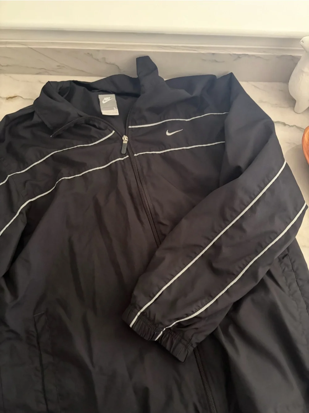 Nike Black Men’s Jacket with White Reflective Piping